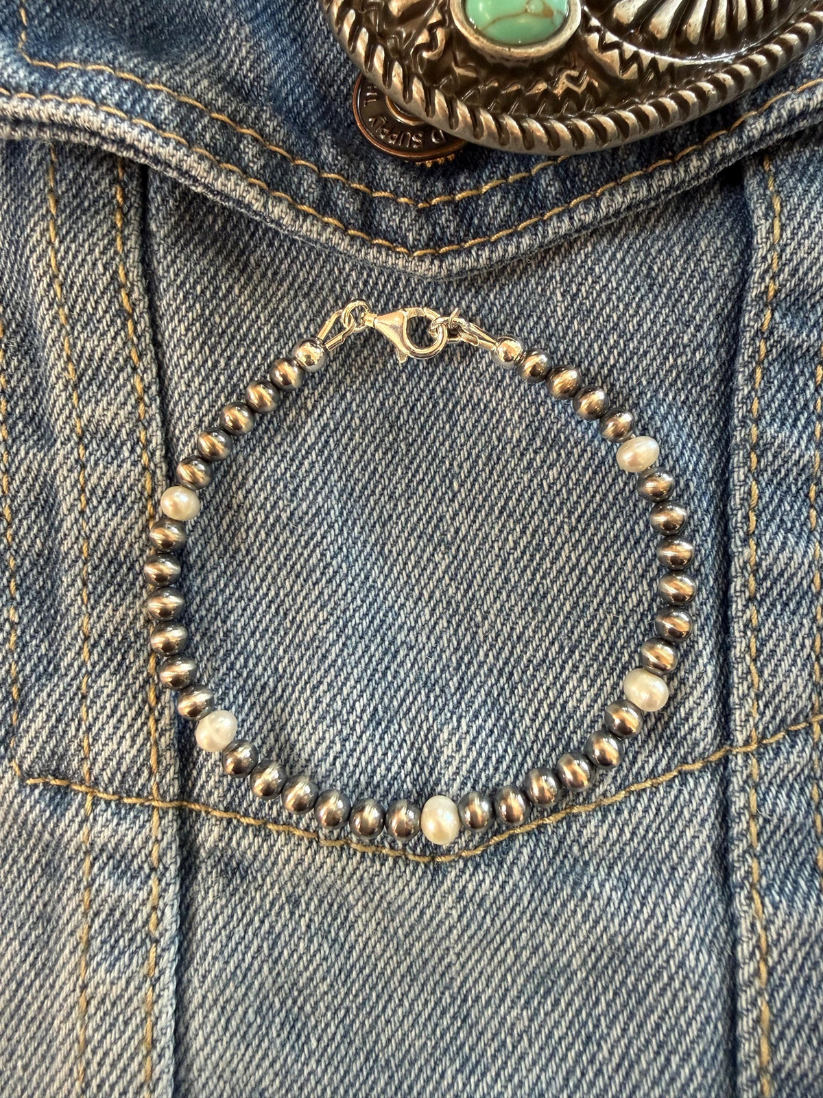Oxidized Sterling Silver pearl Bracelet, Turquoise, Spiny Oyster, graduated pearls, fresh water pearls, gift