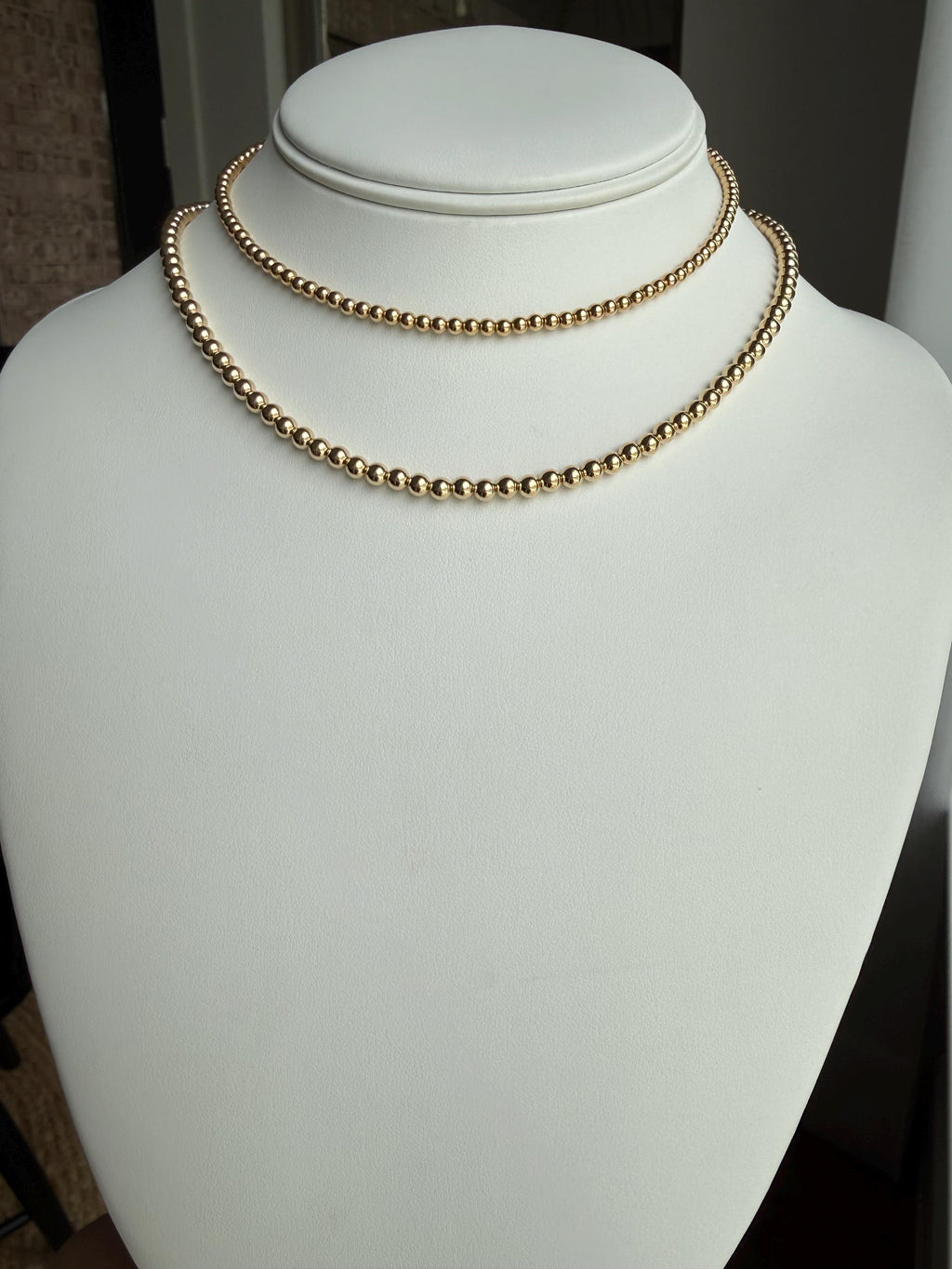 Gold Filled round bead necklace, available in 3mm, 4mm, dainty, gift for her
