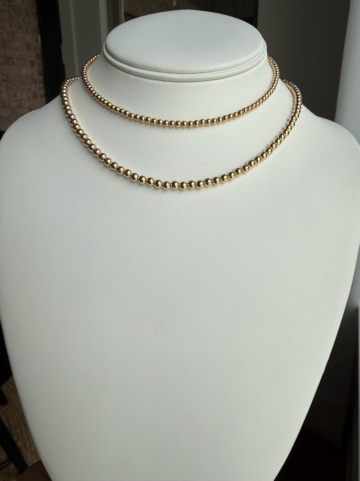 Gold Filled round bead necklace, available in 3mm, 4mm, dainty, gift for her