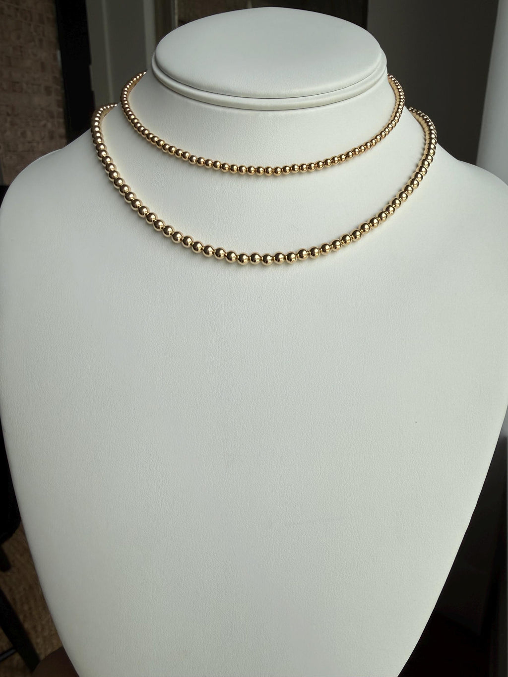 Gold Filled round bead necklace, available in 3mm, 4mm, dainty, gift for her