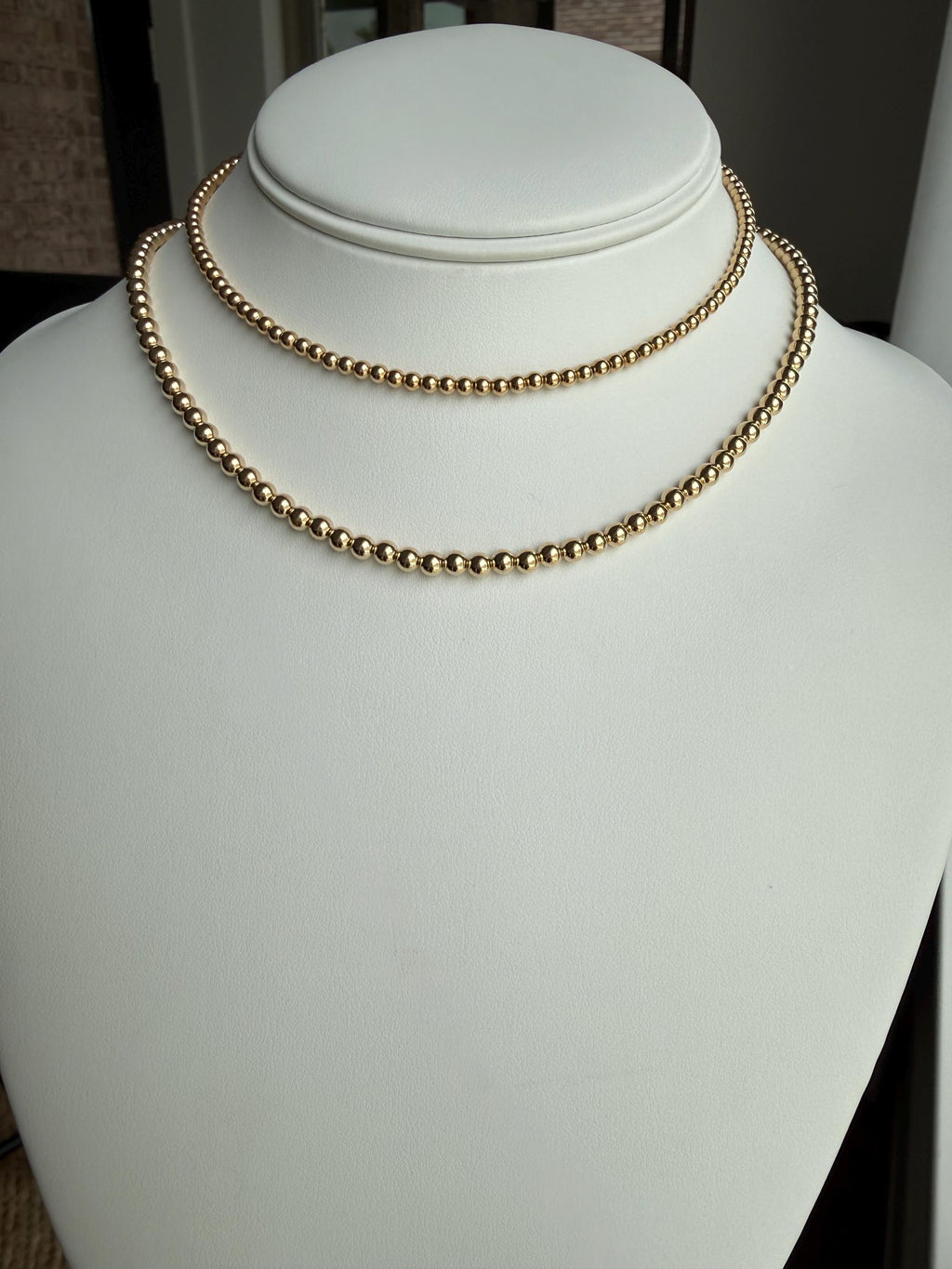 Gold Filled round bead necklace, available in 3mm, 4mm, dainty, gift for her