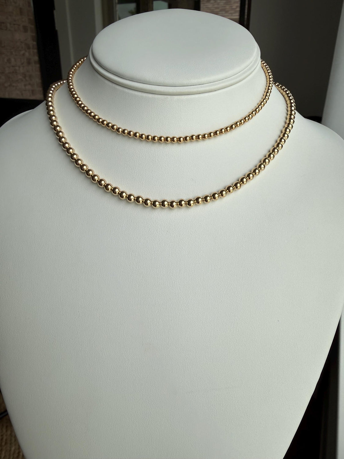 Gold Filled round bead necklace, available in 3mm, 4mm, dainty, gift for her
