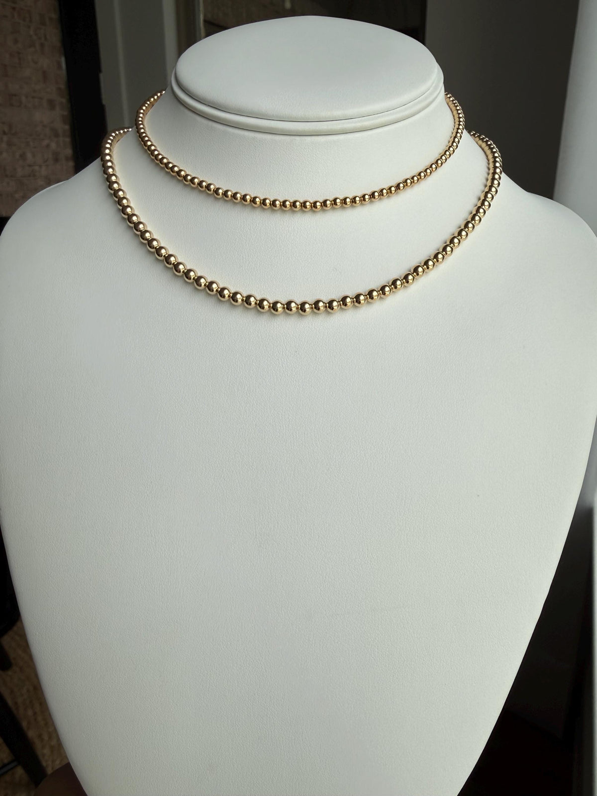 Gold Filled round bead necklace, available in 3mm, 4mm, dainty, gift for her