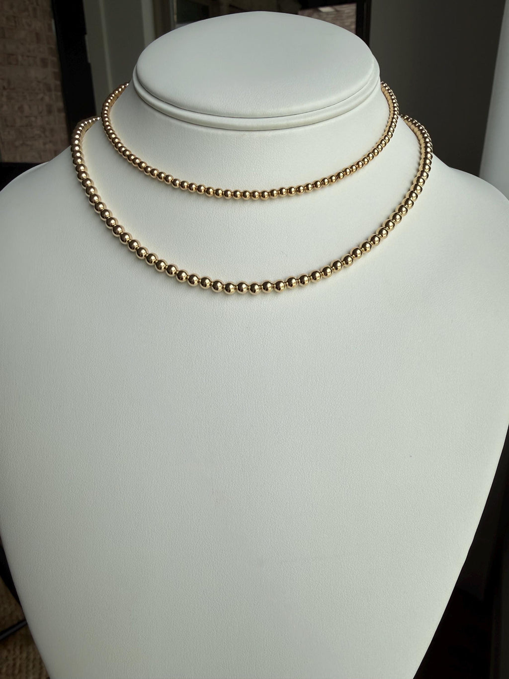 Gold Filled round bead necklace, available in 3mm, 4mm, dainty, gift for her