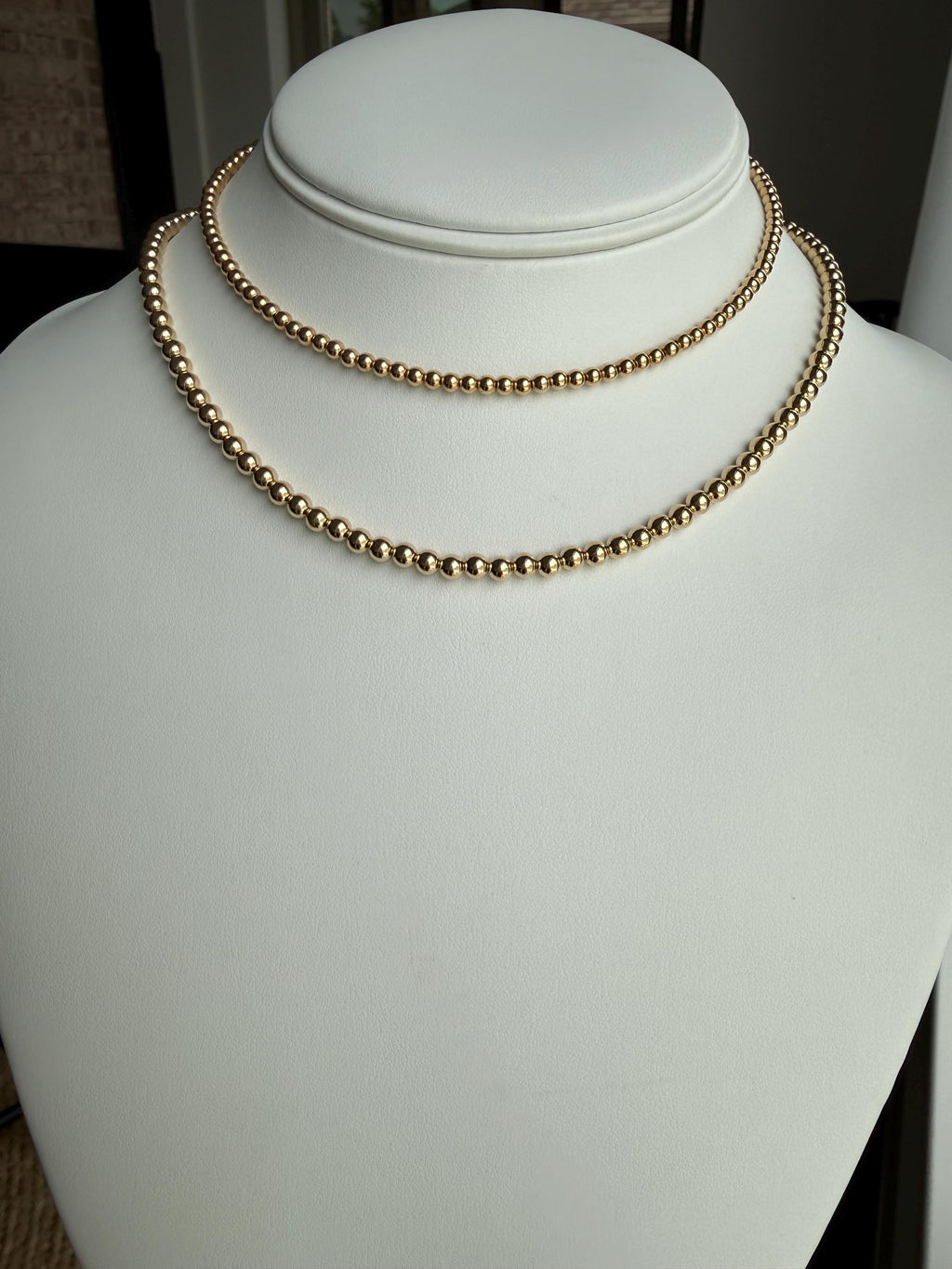 Gold Filled round bead necklace, available in 3mm, 4mm, dainty, gift for her