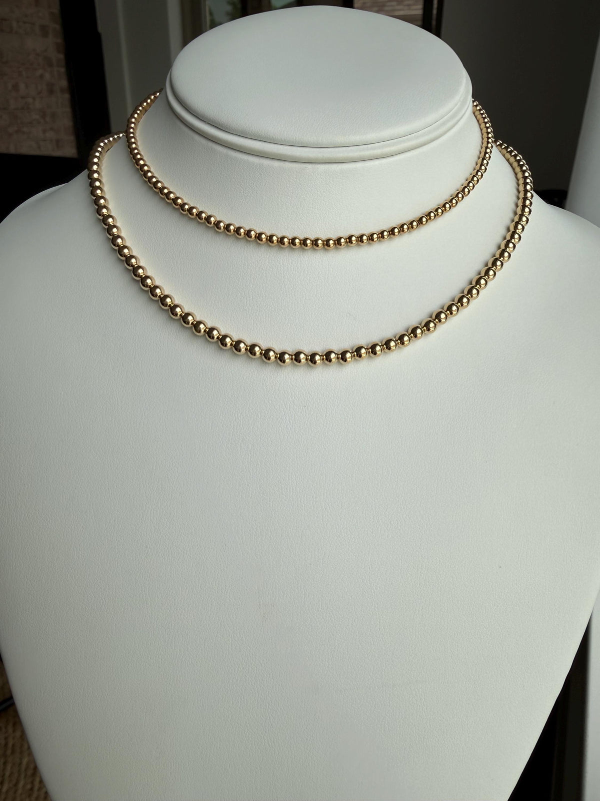 Gold Filled round bead necklace, available in 3mm, 4mm, dainty, gift for her