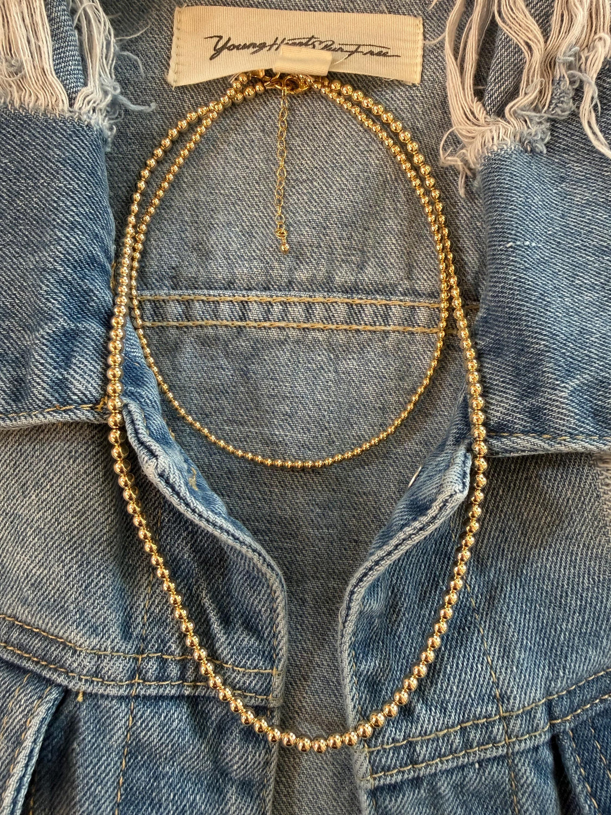 Gold Filled round bead necklace, available in 3mm, 4mm, dainty, gift for her