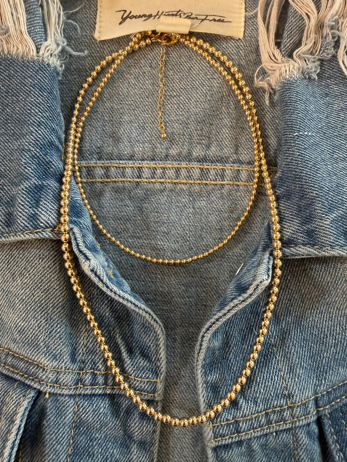 Gold Filled round bead necklace, available in 3mm, 4mm, dainty, gift for her