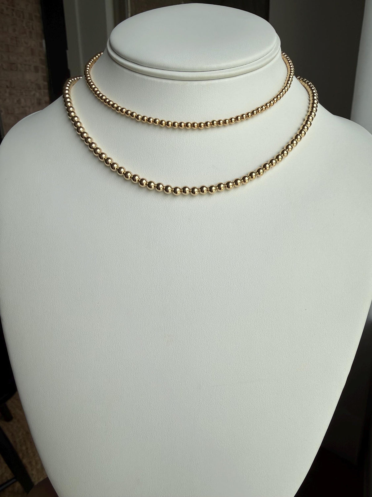 Gold Filled round bead necklace, available in 3mm, 4mm, dainty, gift for her