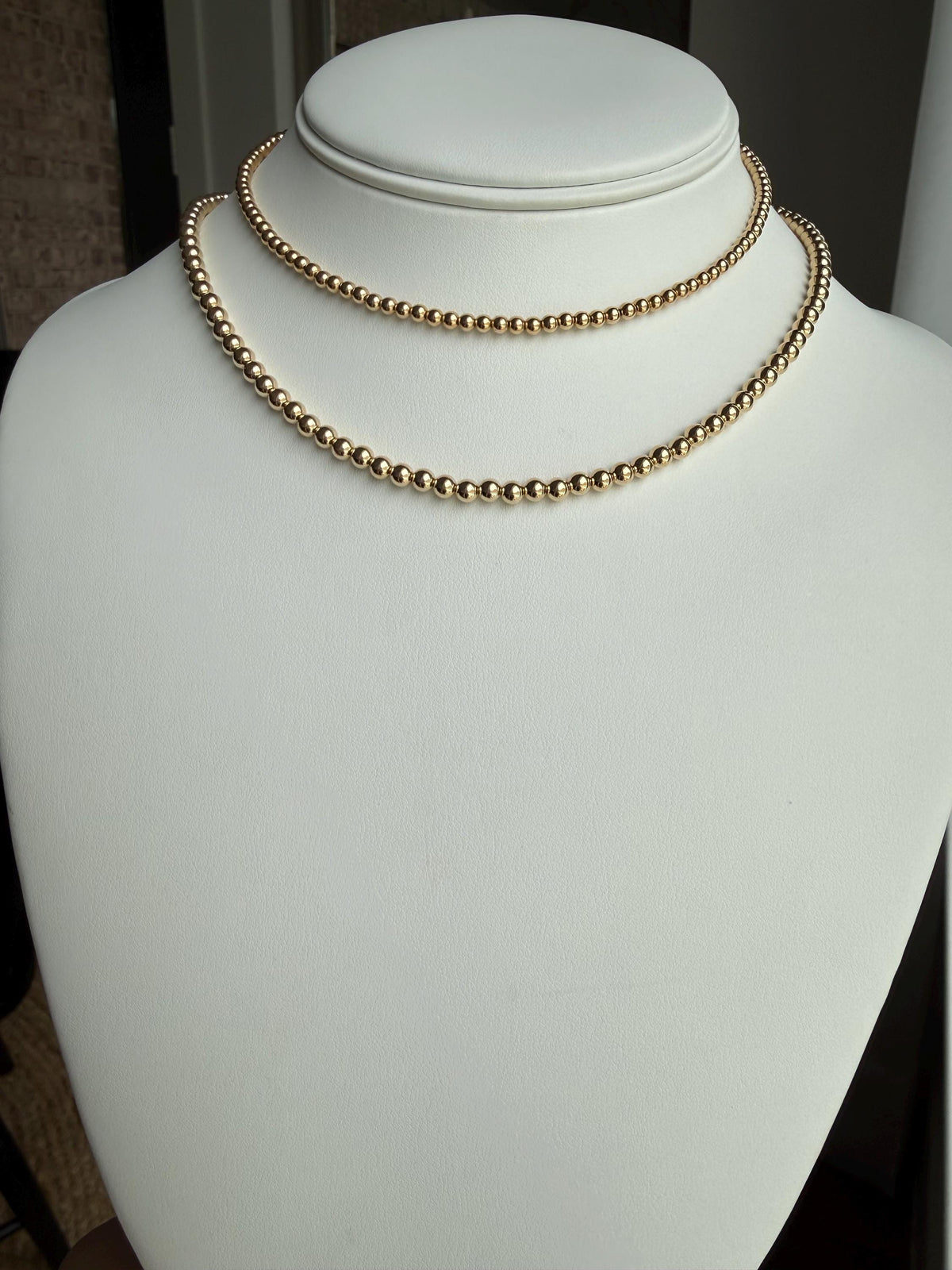 Gold Filled round bead necklace, available in 3mm, 4mm, dainty, gift for her
