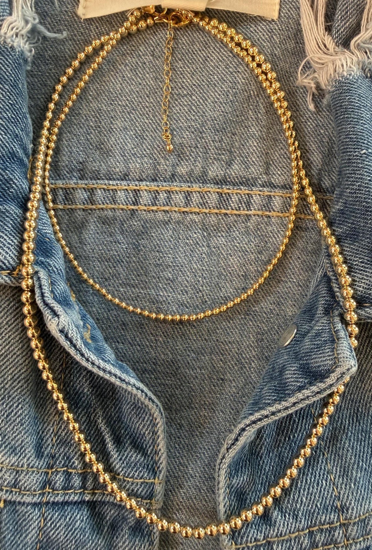 Gold Filled round bead necklace, available in 3mm, 4mm, dainty, gift for her