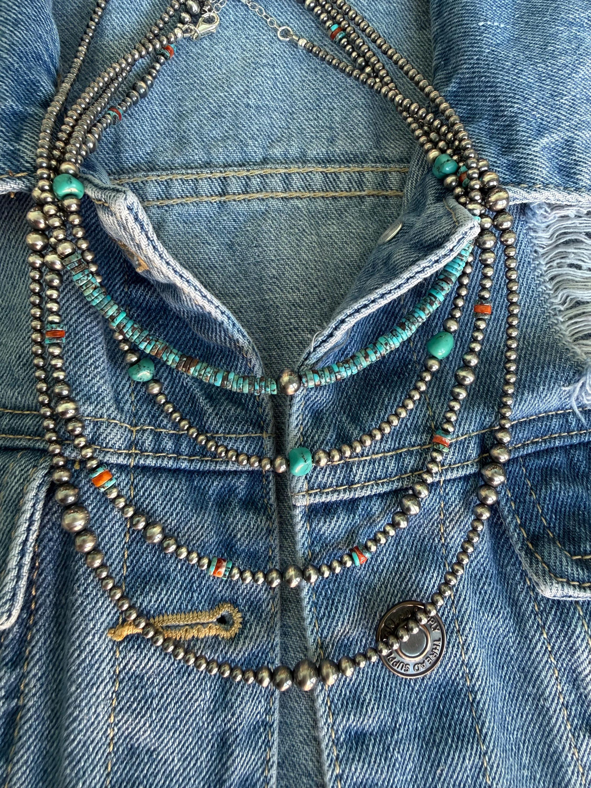 Graduated pattern Oxidized Sterling Silver Pearl necklace 3mm-8mm, gift, southwestern style, cluster