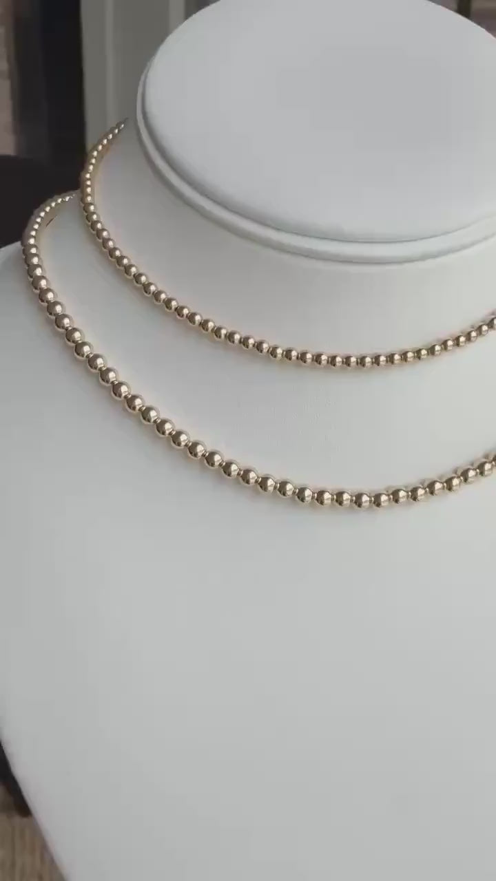 Gold Filled round bead necklace, available in 3mm, 4mm, dainty, gift for her